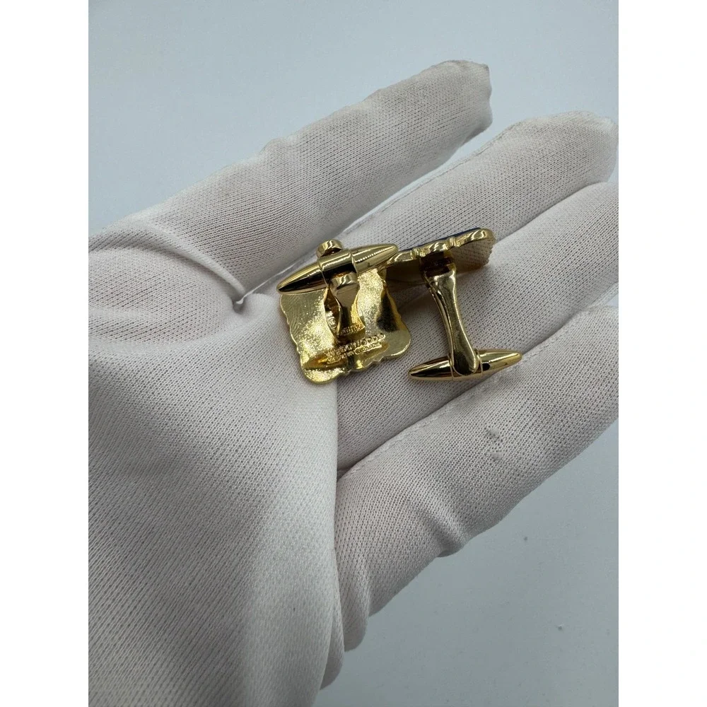 Wedgwood Cufflinks and Tie Clip‎ Set Blue Jasperware Ship Nautical Vintage
